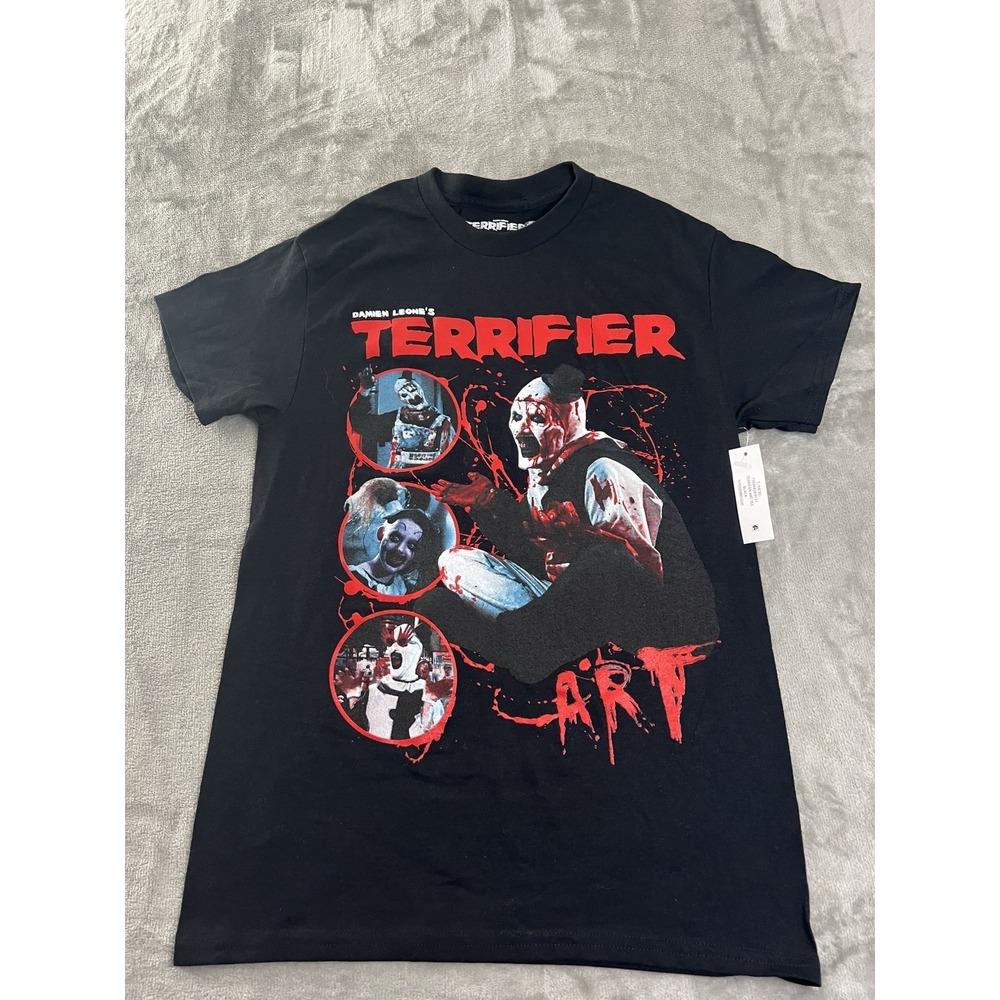 Terrifier Art The Clown Mens Shirt Small Black Horror Movie Graphic NWT